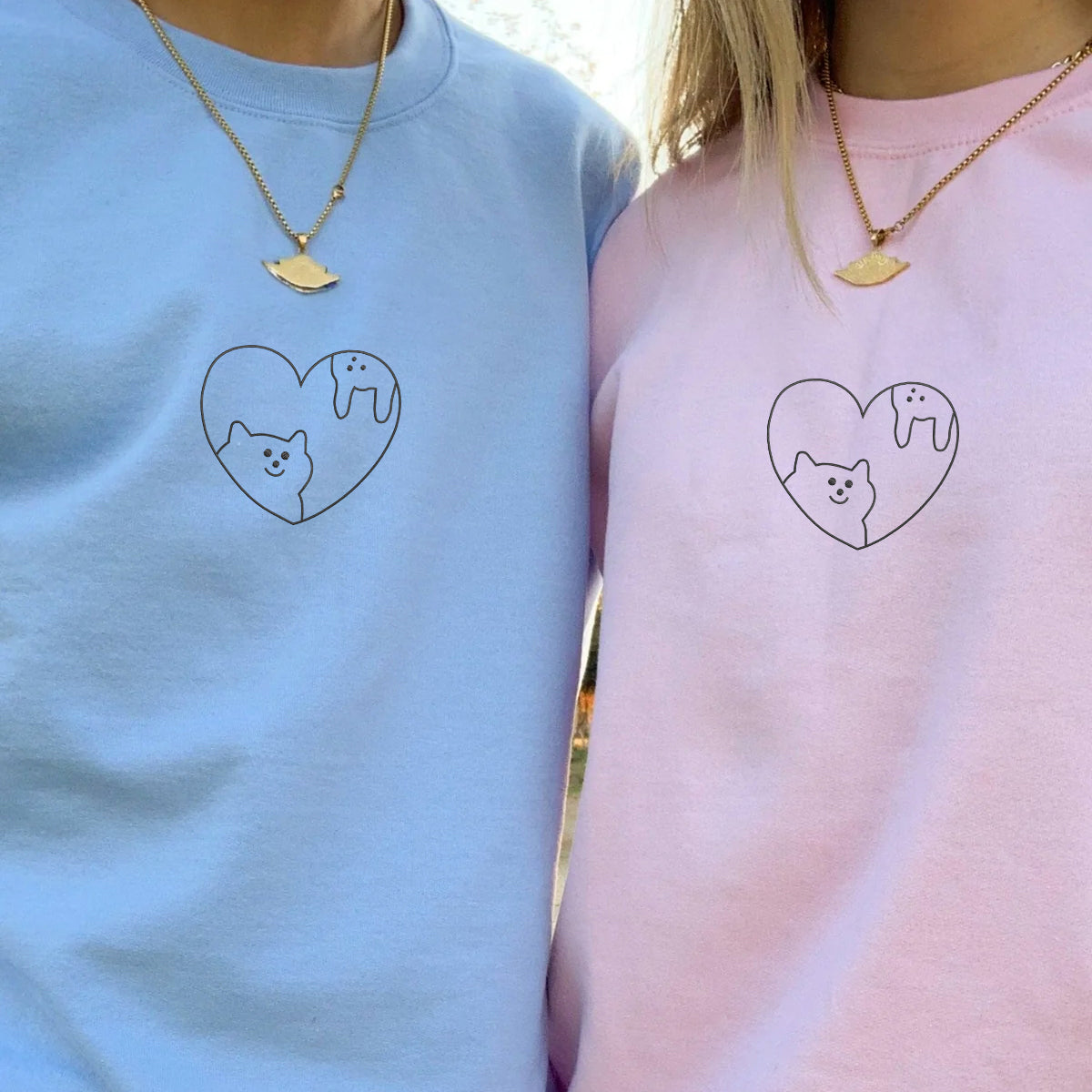 Individuell bestickte Katzen- und Kaninchen-Love-Kapuzenpullover für Paare