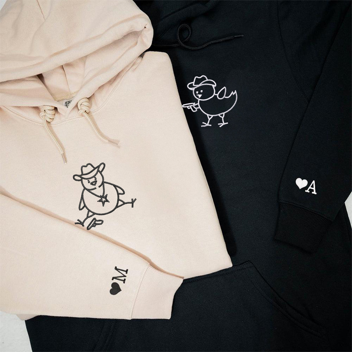 Individuell bestickte Chick Sherrifs Passende Hoodies für Paare