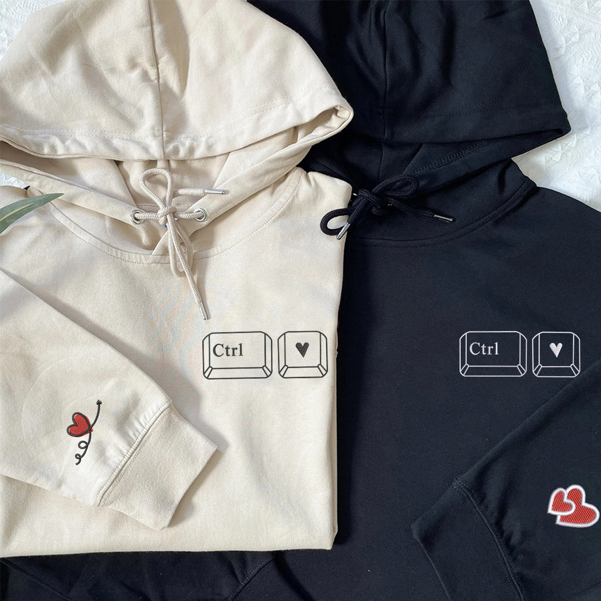 Individuell bestickte Ctrl Love Passende Hoodies für Paare