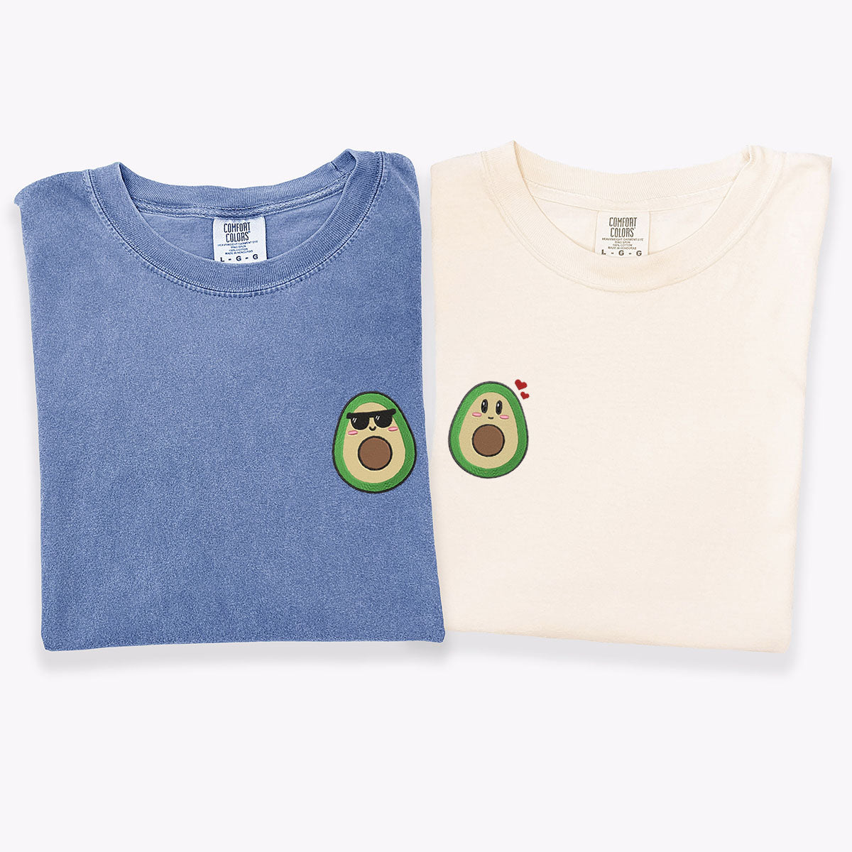 Benutzerdefinierte bestickte süße Avocado passende T-shirts für Paare