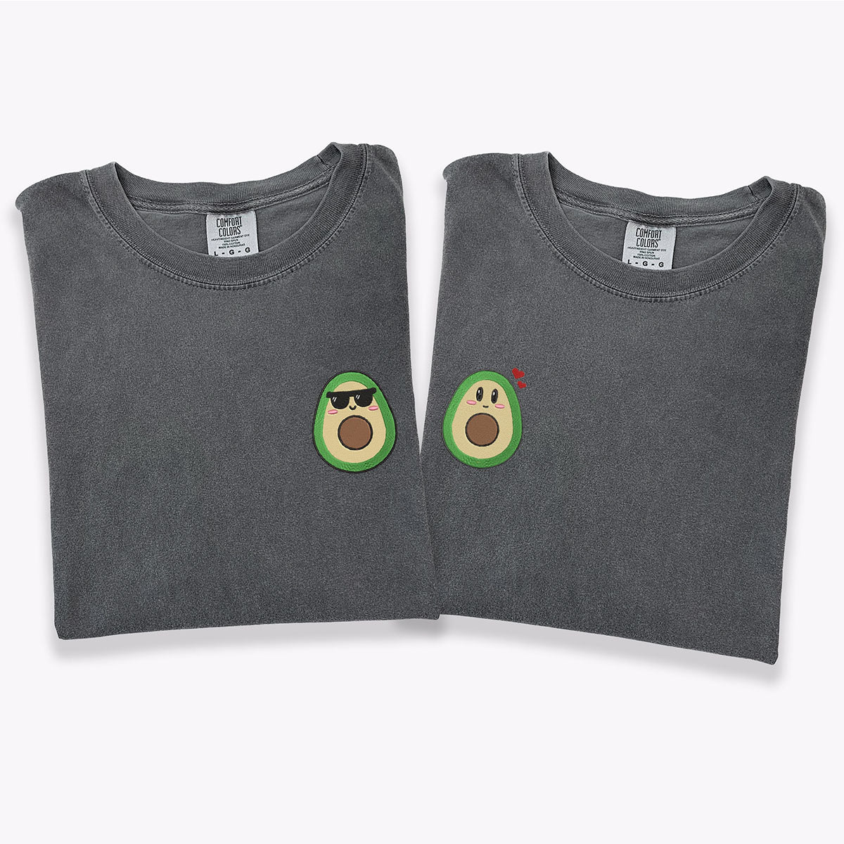 Benutzerdefinierte bestickte süße Avocado passende T-shirts für Paare