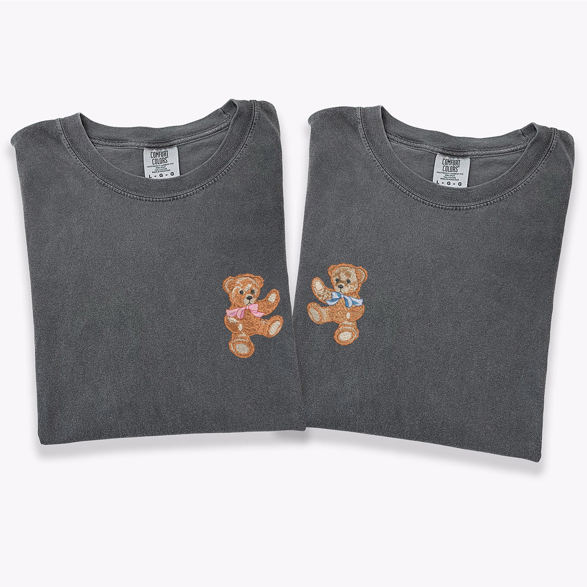 T-shirts assortis personnalisés avec ours mignon brodés pour couples
