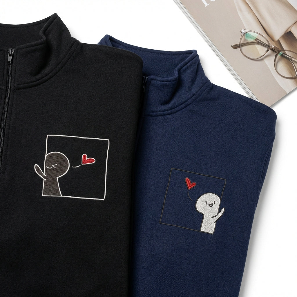 Sweats à capuche brodés personnalisés assortis pour couples