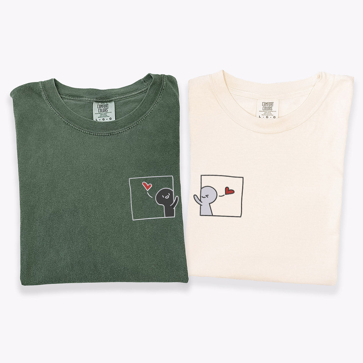 Individuell bestickte süße Cartoon-T-Shirts für Paare