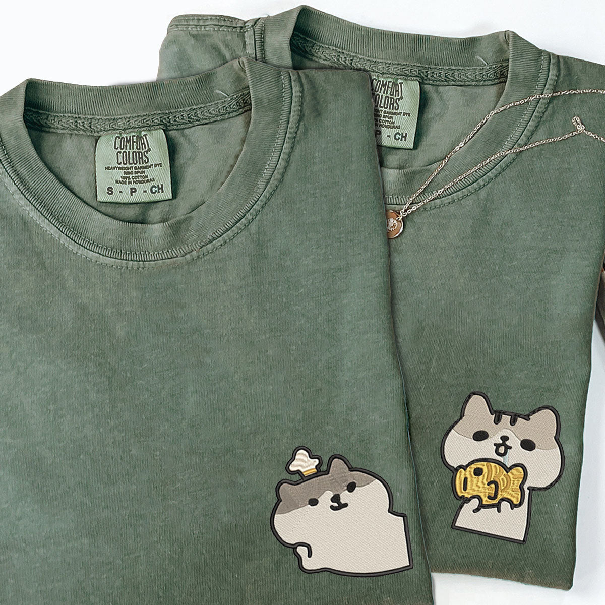 Individuell bestickte süße Katzen-T-Shirts für Paare