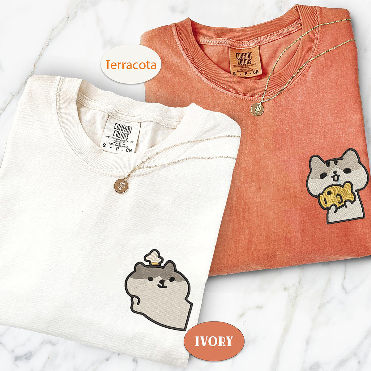 Individuell bestickte süße Katzen-T-Shirts für Paare