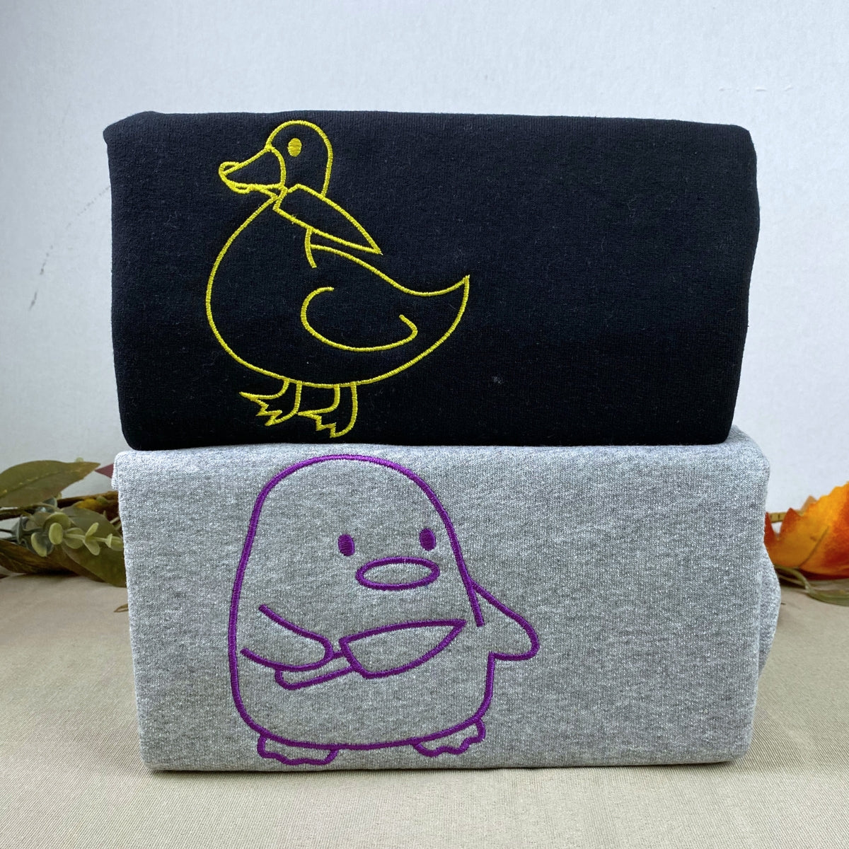 Individuell bestickte Enten-Enten-Gans-Kapuzenpullover für Paare
