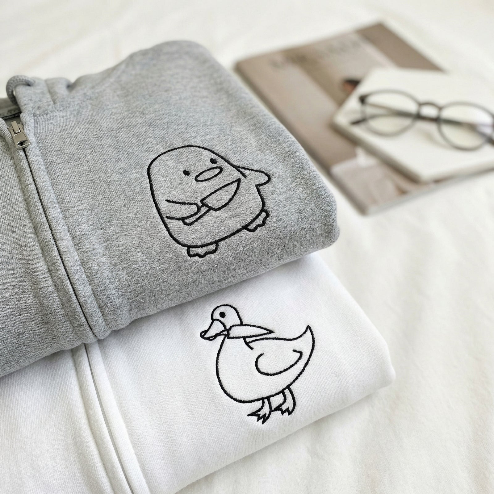 Sweats à capuche brodés personnalisés assortis pour couples