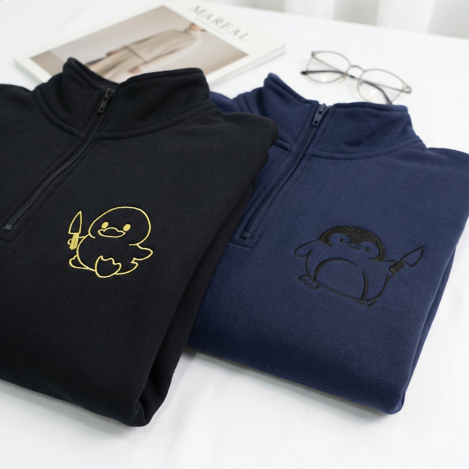 Sweats à capuche brodés personnalisés assortis pour couples