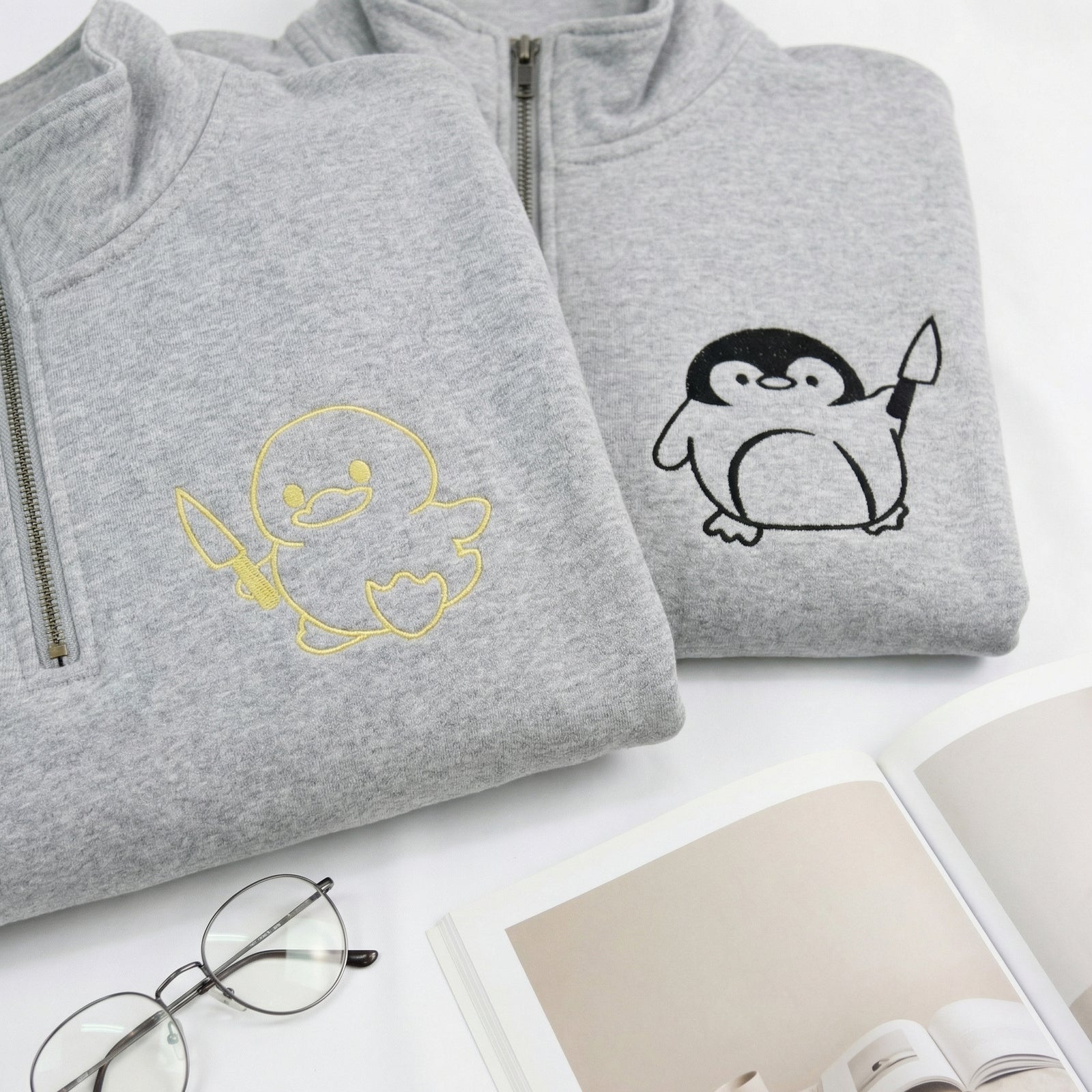 Sweats à capuche brodés personnalisés assortis pour couples