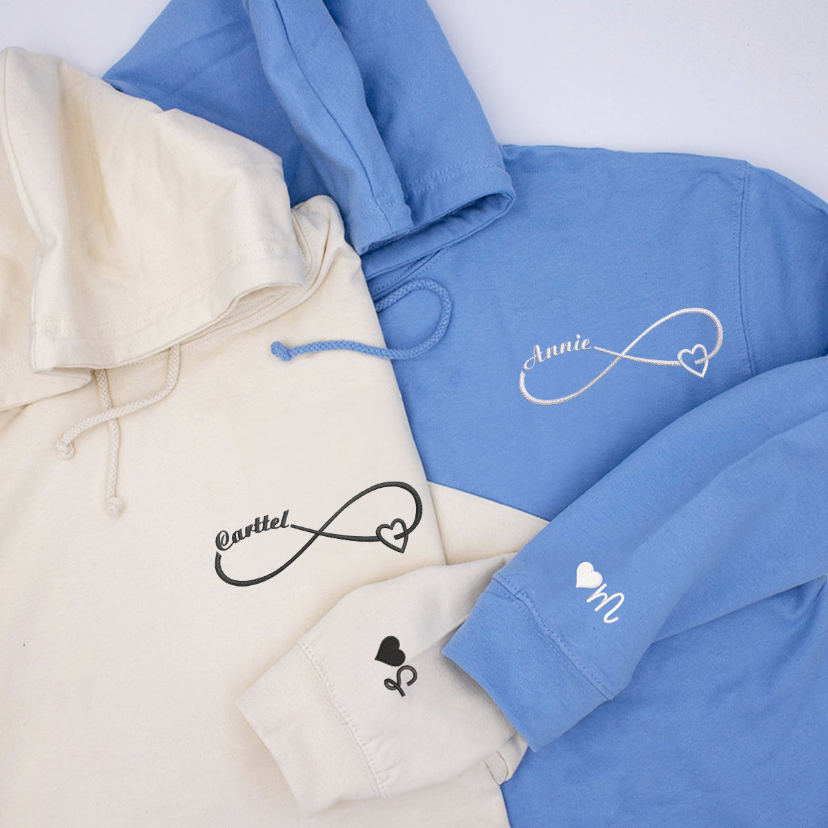 Individuell bestickte passende Hoodies mit der Aufschrift „Eternal Love“ für Paare