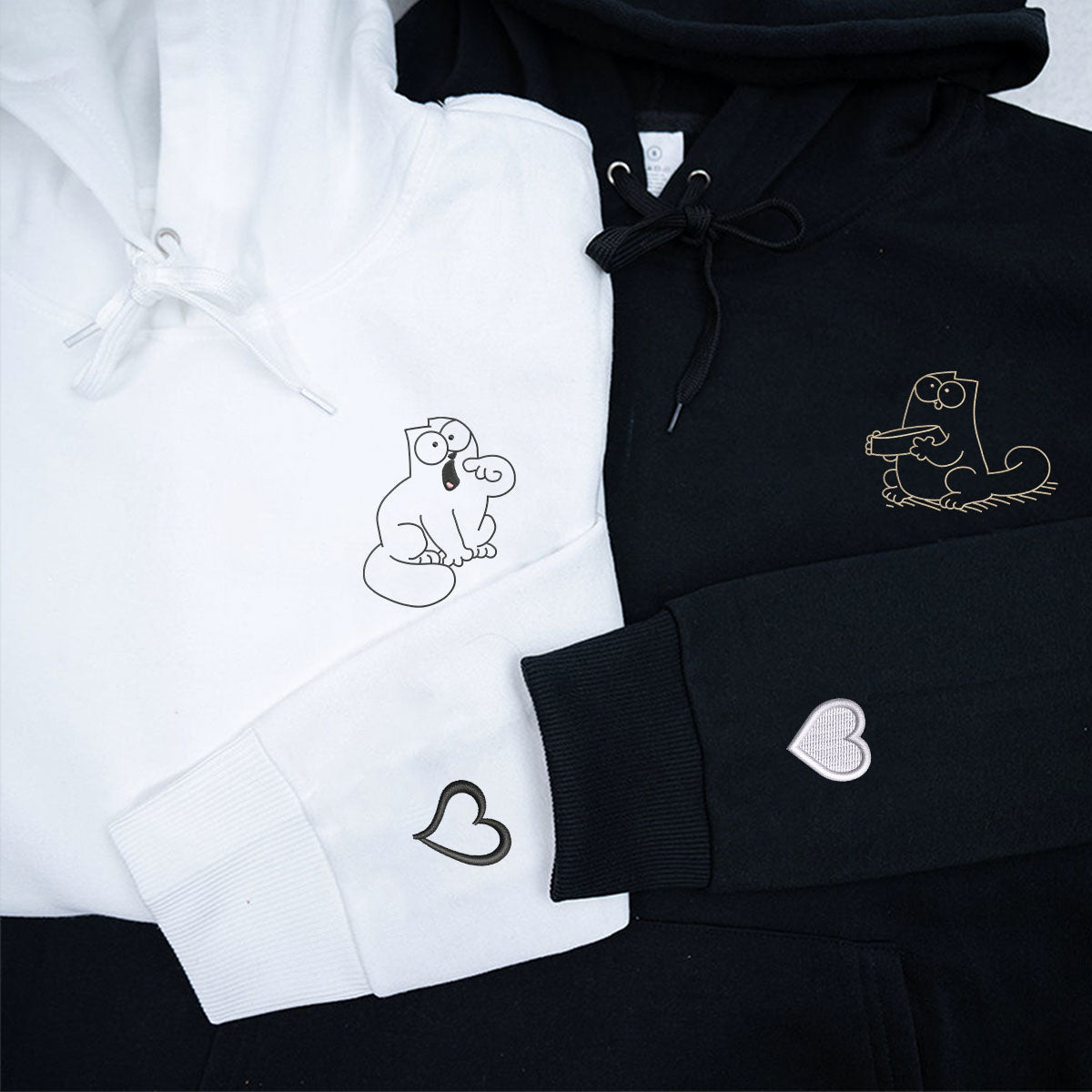 Individuell bestickte „Feed Me, I'm Hungry“-Kapuzenpullover für Paare