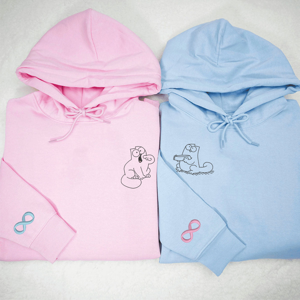 Individuell bestickte „Feed Me, I'm Hungry“-Kapuzenpullover für Paare