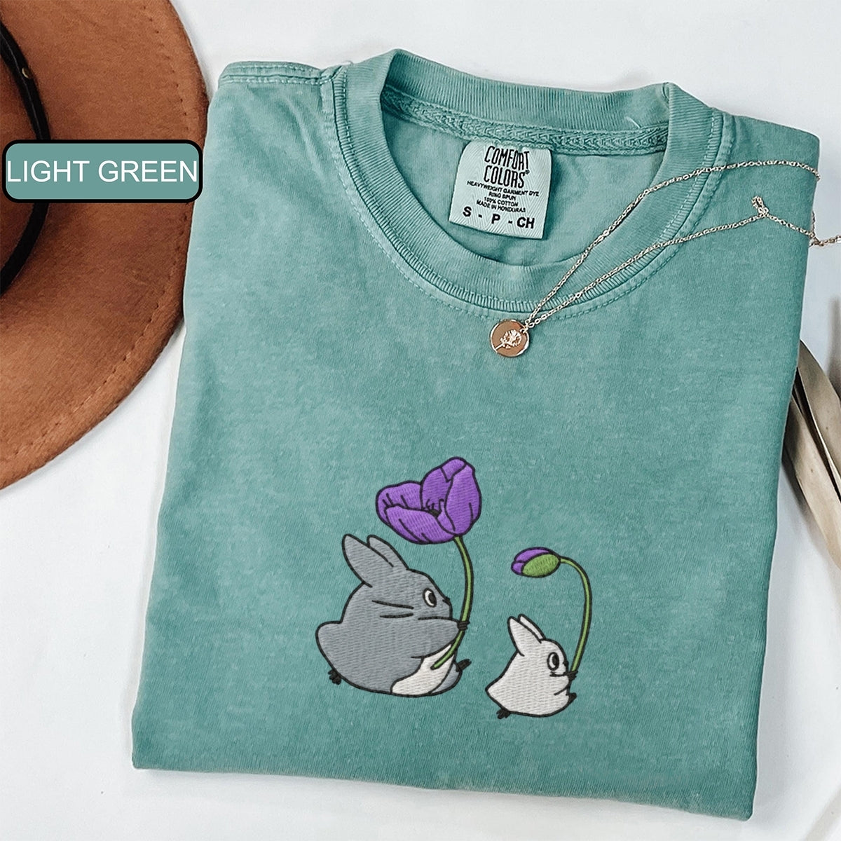 Custom Embroidered Forest Creatures T-Shirt – Cute Cozy Aesthetic Tee, Gift for Her