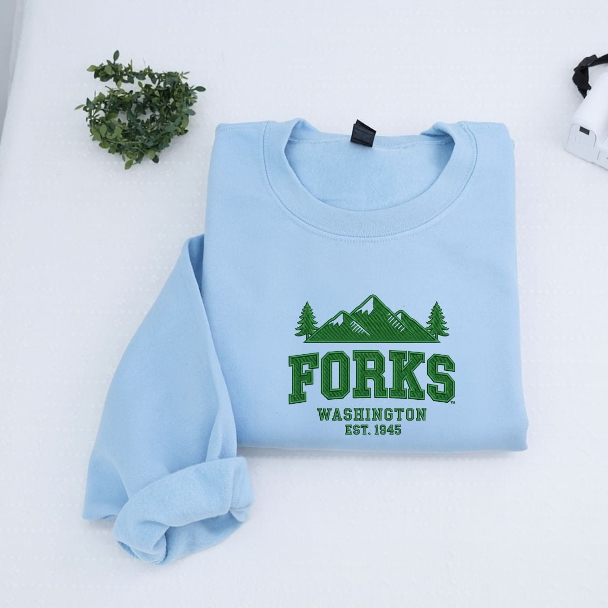 Custom Embroidered Forks, Washington Sweatshirt | Twilight-Inspired Pacific Northwest Hoodie