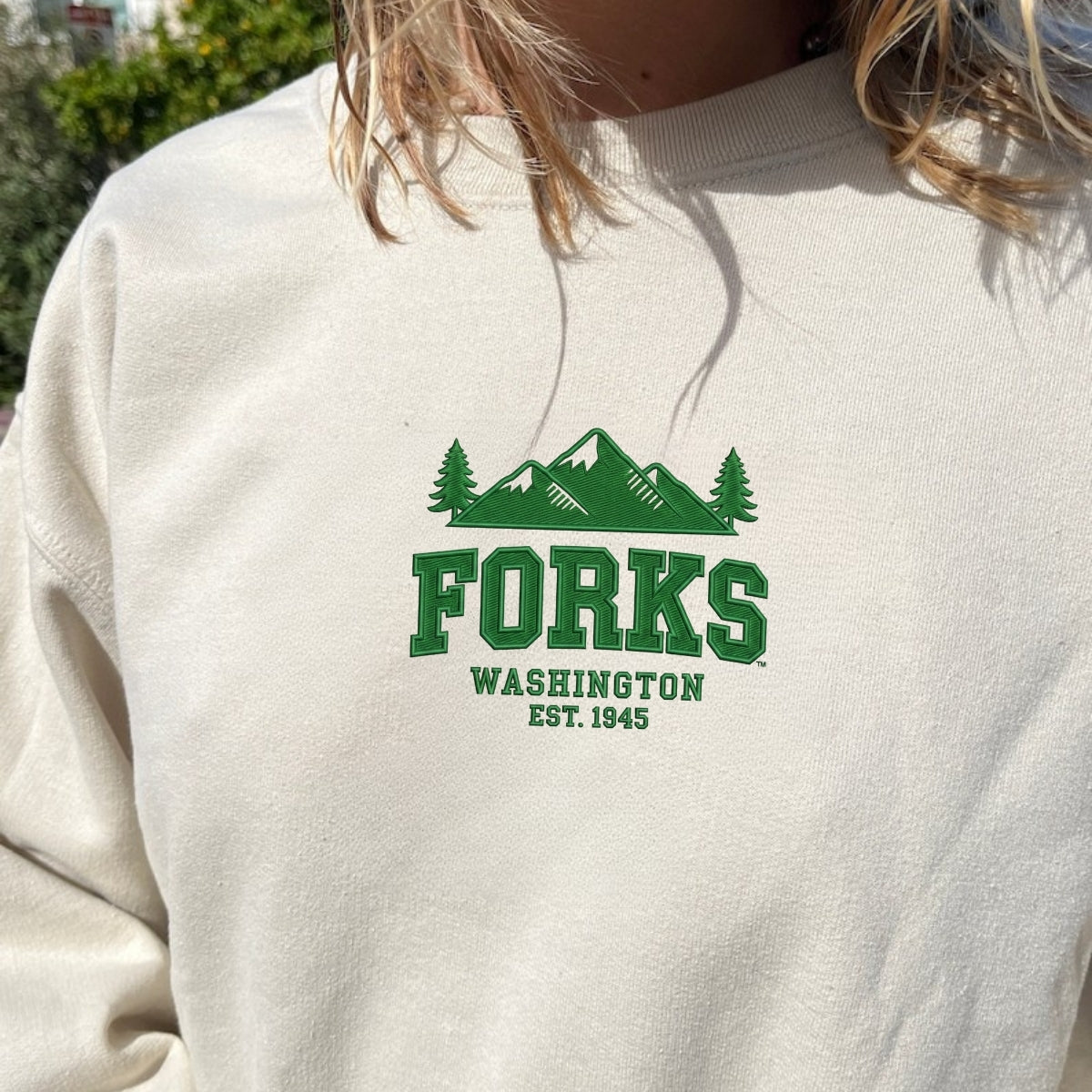 Custom Embroidered Forks, Washington Sweatshirt | Twilight-Inspired Pacific Northwest Hoodie
