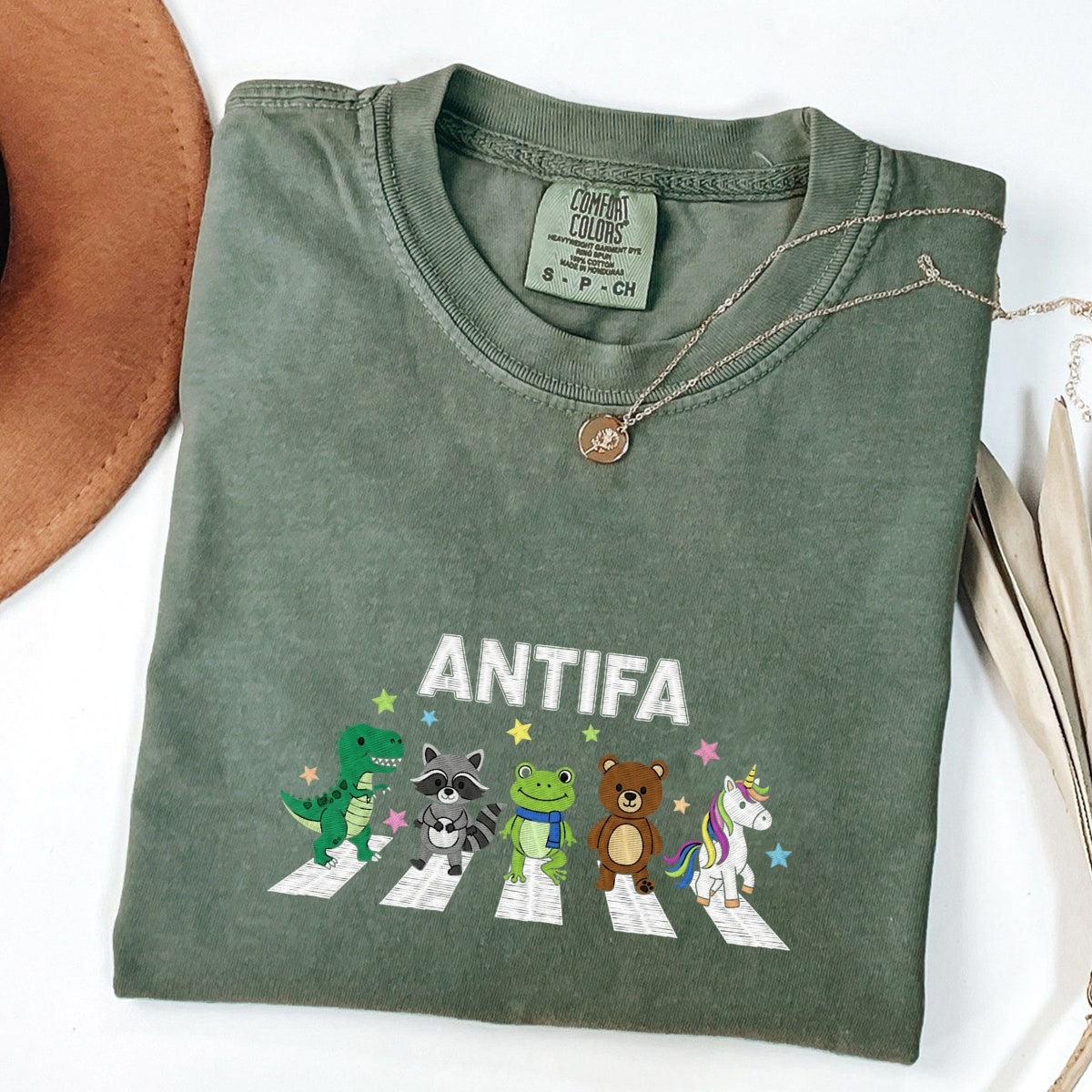 Custom Embroidered Freedom Frog T-Shirt | ANTIFA Protest Tee – Fascism Activist Gift
