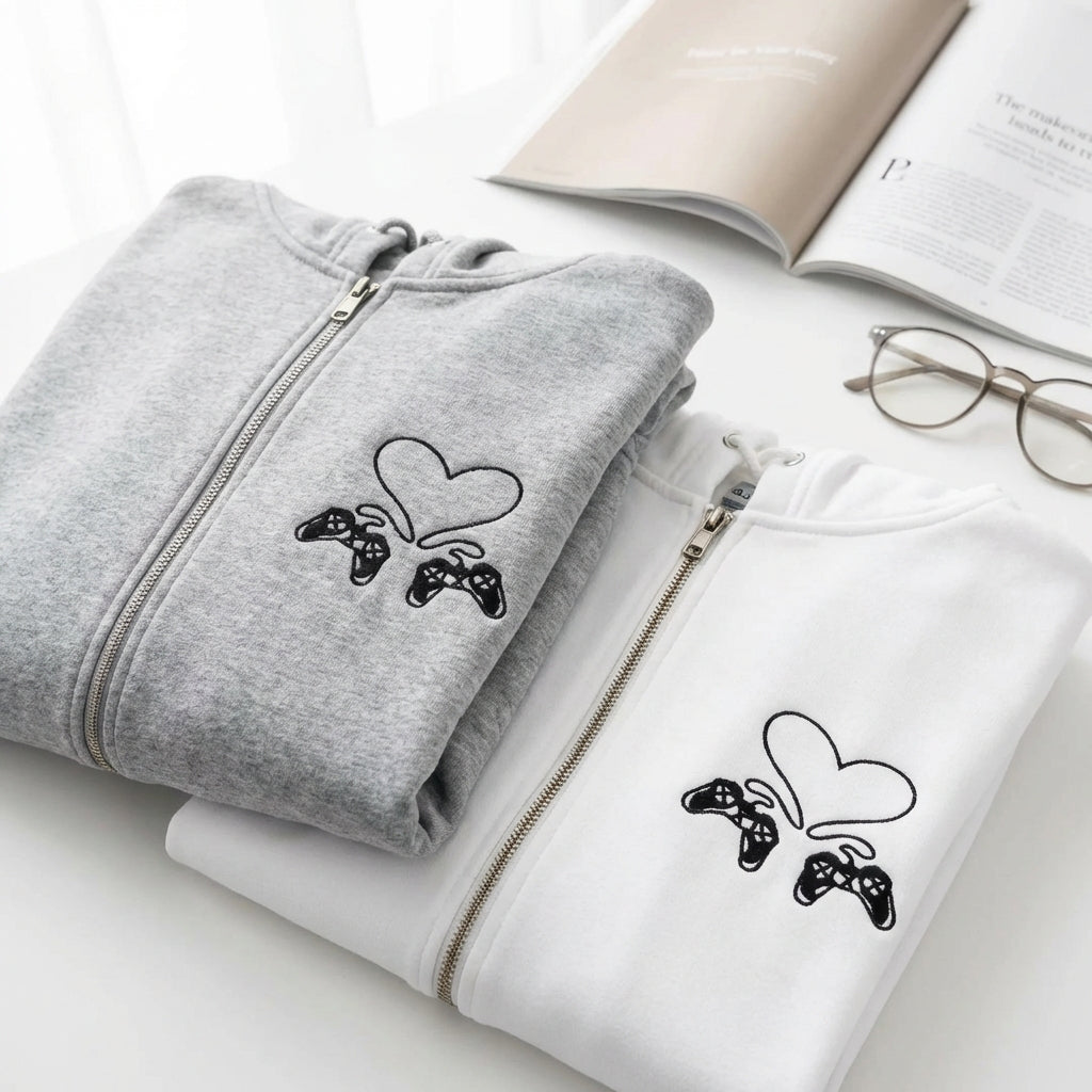 Sweats à capuche brodés personnalisés assortis pour couples