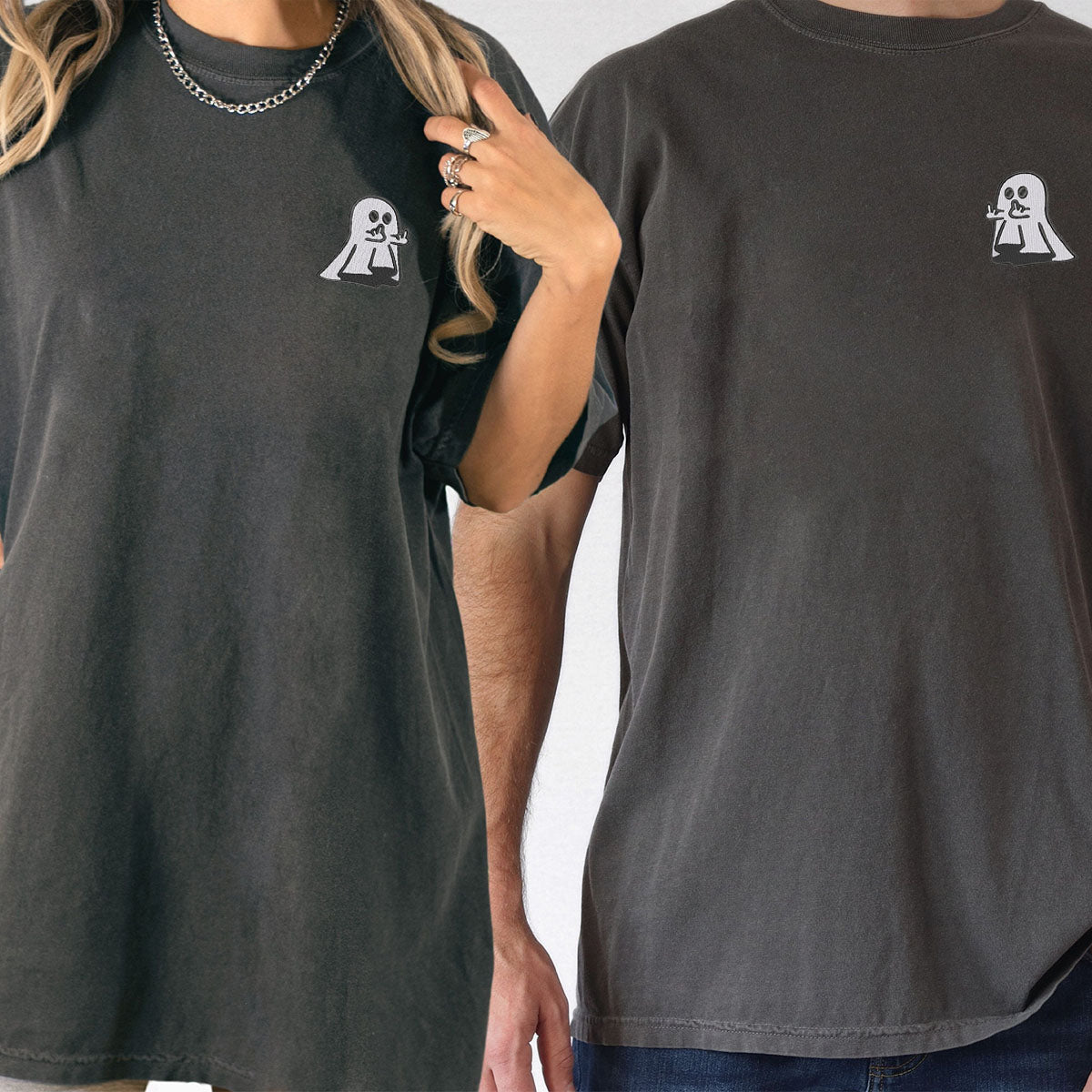 Benutzerdefinierte bestickte Ghost Cute Hands passende T-shirts für Paare