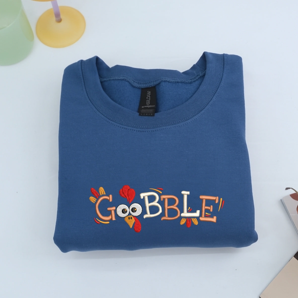 Custom Embroidered Gobble Till You Wobble Hoodie | Funny Thanksgiving Sweatshirt – Cozy Fall Embroidery Gift