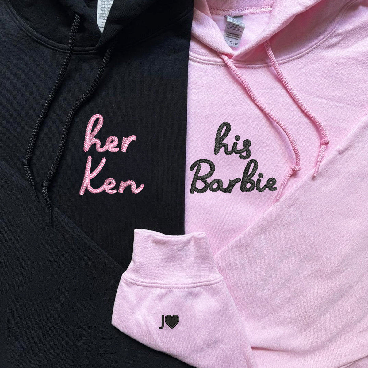Individuell bestickte passende Hoodies für Paare: Seine Barbie, Ihr Ken