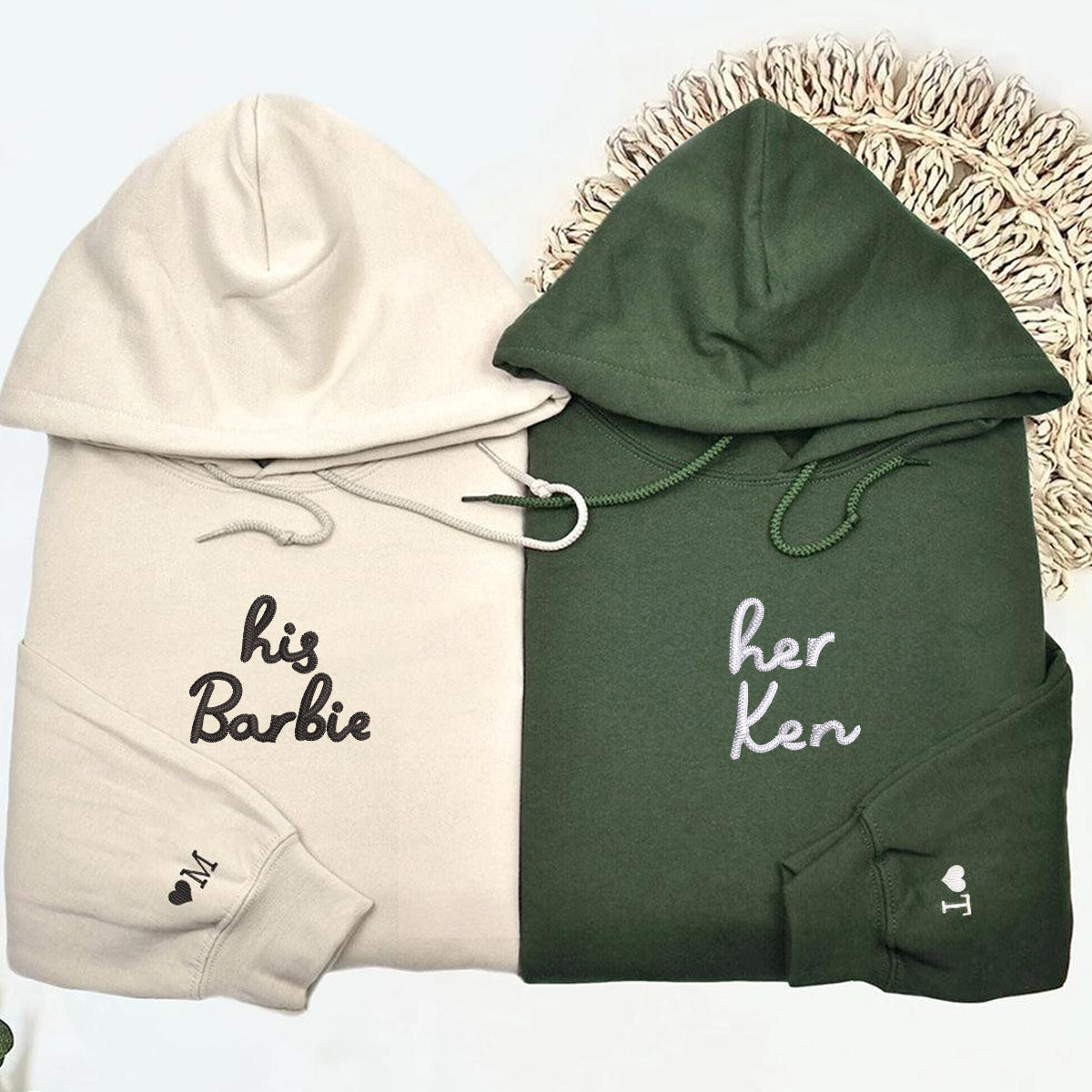 Individuell bestickte passende Hoodies für Paare: Seine Barbie, Ihr Ken