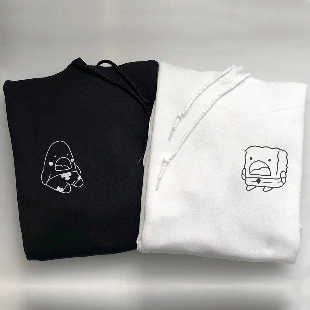 Individuell bestickte humorvolle Cartoon-Kapuzenpullover für Paare