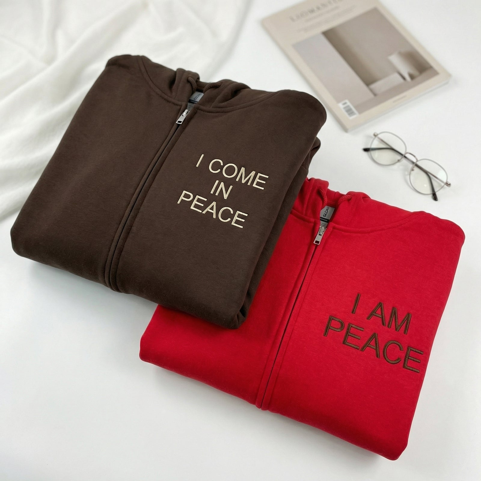 Sweats à capuche brodés personnalisés assortis pour couples