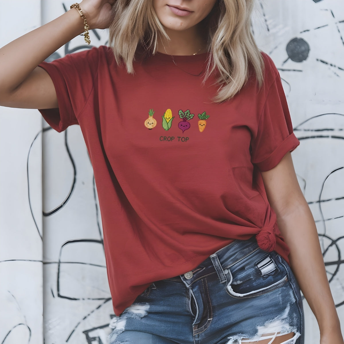 Custom Embroidered I’ll Be in My Office Gardening Crop Top T-Shirt | Funny Plant Mom Tee – Cottagecore Farmer Gift