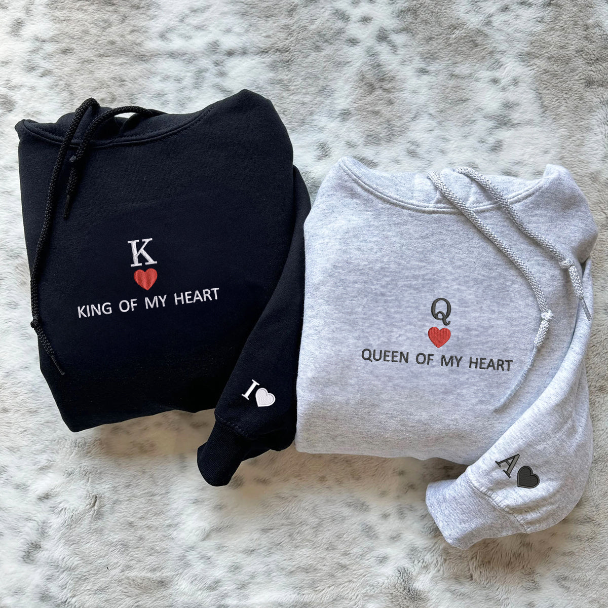 Individuell bestickte Engel- und Dämonenkatze-Kapuzenpullover für Paare