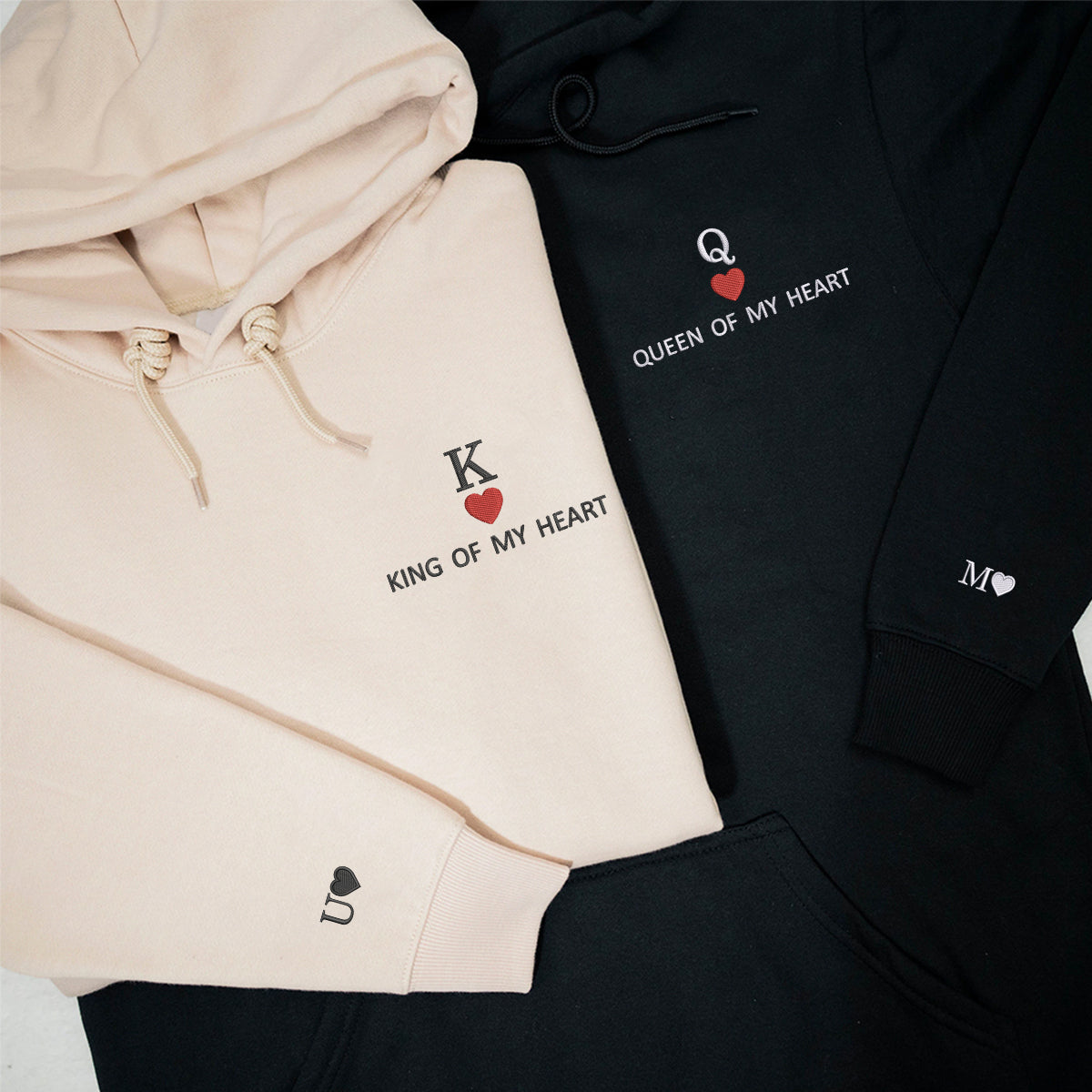 Individuell bestickte Engel- und Dämonenkatze-Kapuzenpullover für Paare