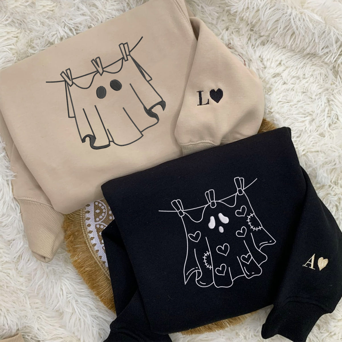 Individuell bestickte Wäschegeister-Kapuzenpullover für Paare