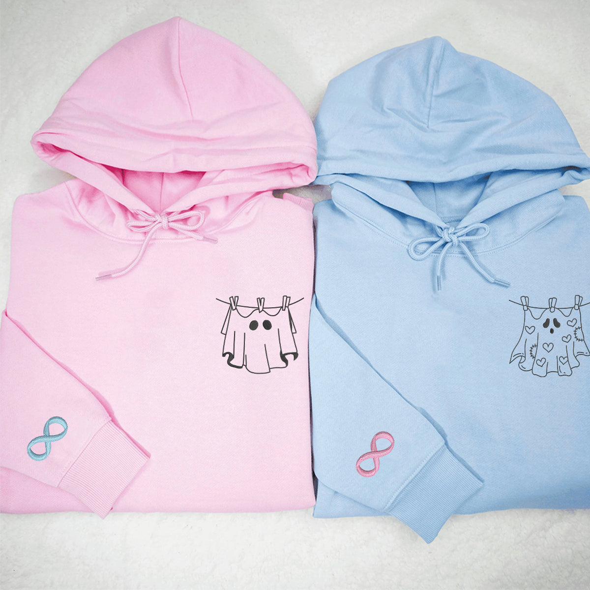 Individuell bestickte Wäschegeister-Kapuzenpullover für Paare