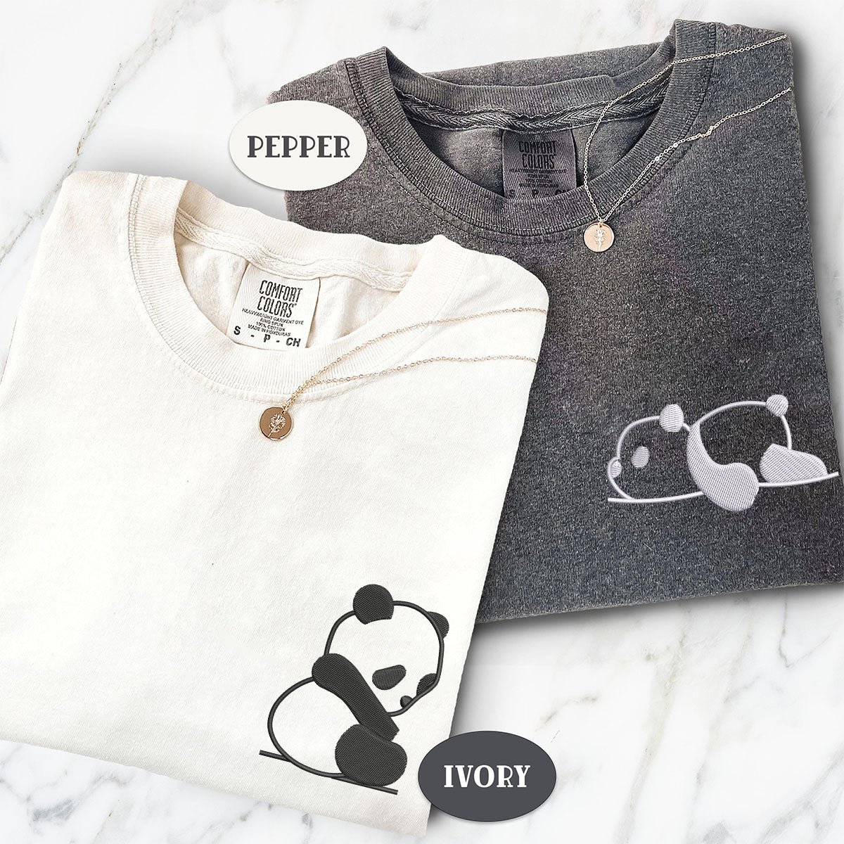 Individuell bestickte Lazy Panda passende T-Shirts für Paare