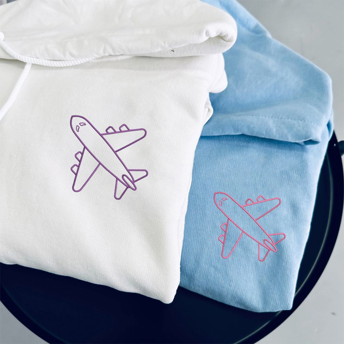 Individuell bestickte Long Distance Matching Hoodies für Paare