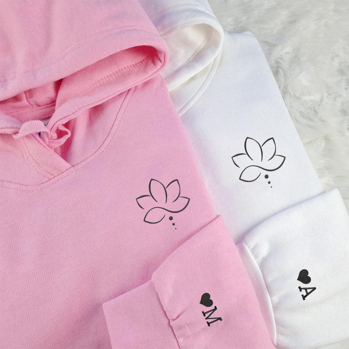 Individuell bestickte Engel- und Dämonenkatze-Kapuzenpullover für Paare