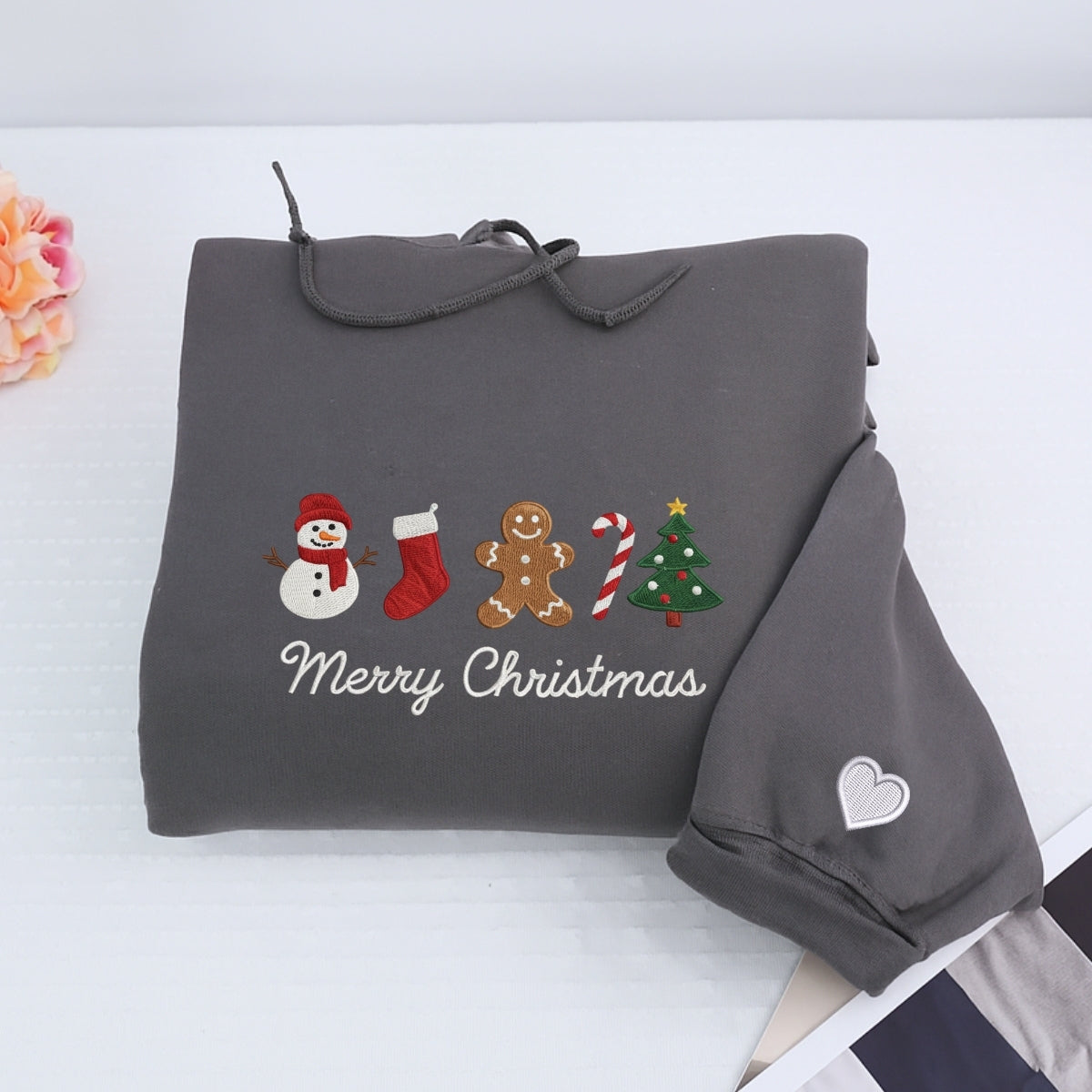 Individuell bestickte Engel- und Dämonenkatze-Kapuzenpullover für Paare