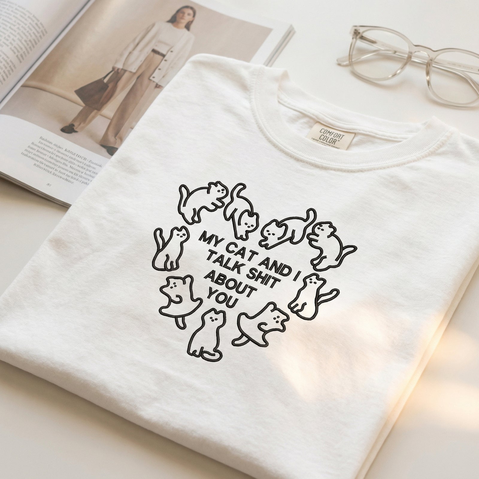 Individuell bestickte Engel- und Dämonenkatze-Kapuzenpullover für Paare