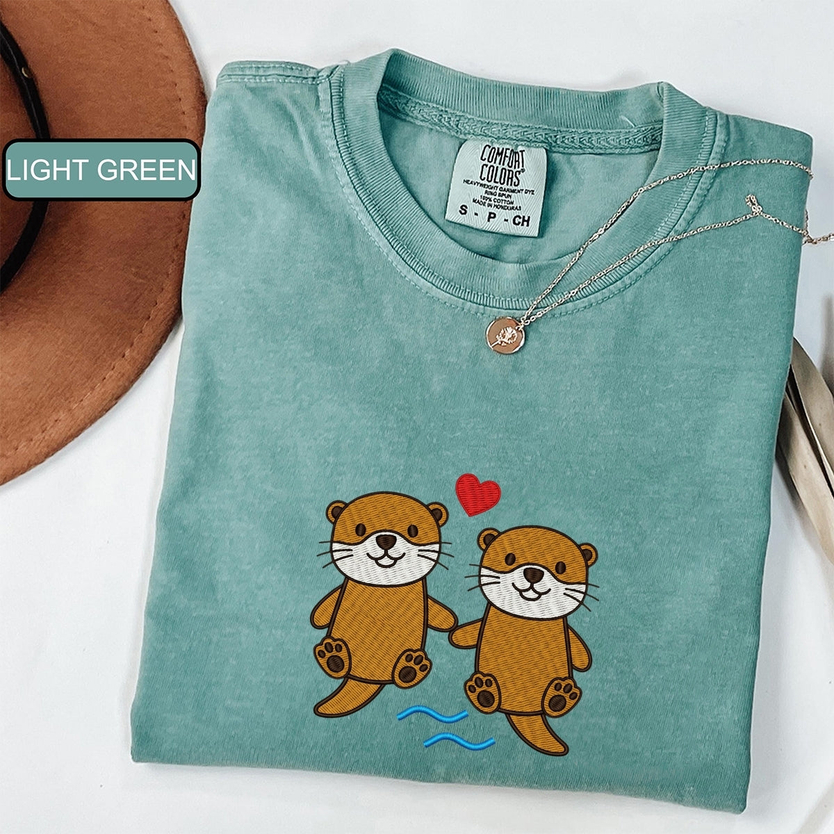 Custom Embroidered Otter T-Shirt | Cute River Animal Tee – Funny Ocean Wildlife Gift