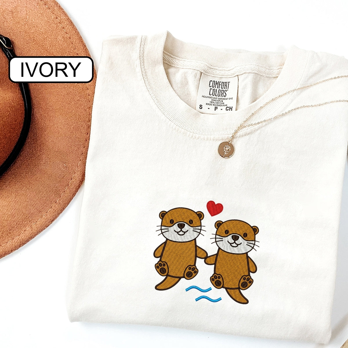 Custom Embroidered Otter T-Shirt | Cute River Animal Tee – Funny Ocean Wildlife Gift