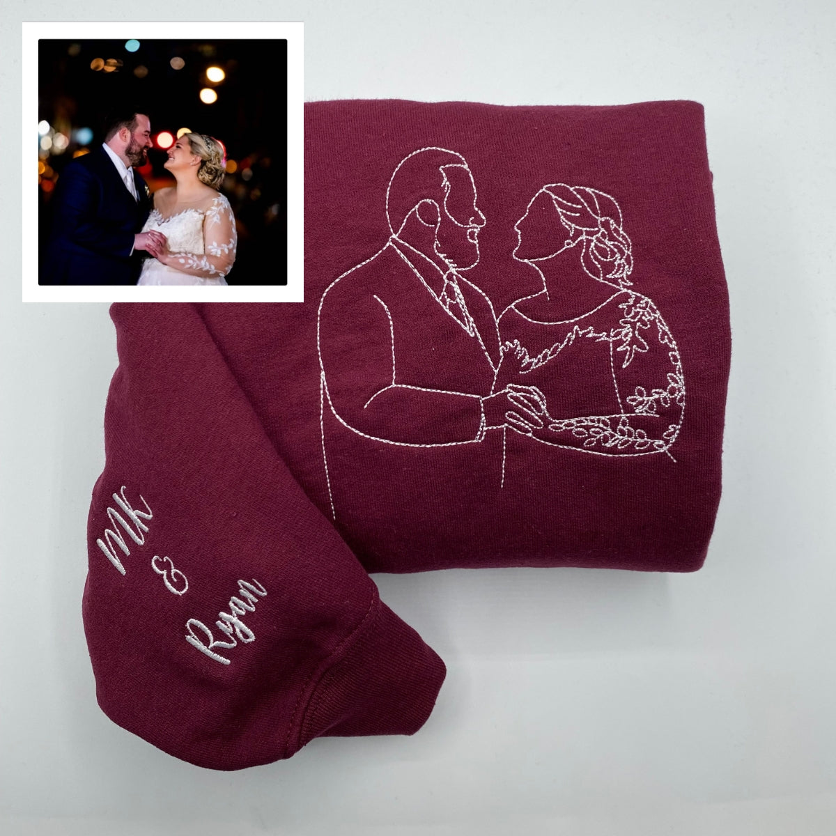 Bestickter Foto-Hoodie, personalisiertes Paar-Portrait-Sweatshirt, einzigartiges Paar-Hoodie-Geschenk