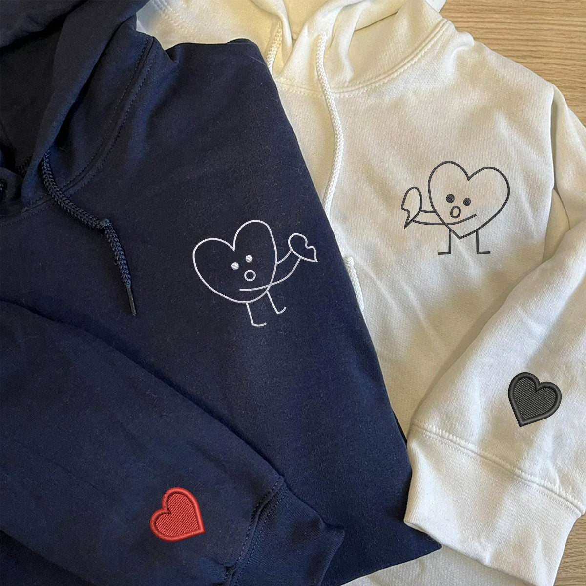 Individuell bestickte platonische Liebes-Kapuzenpullover für Paare