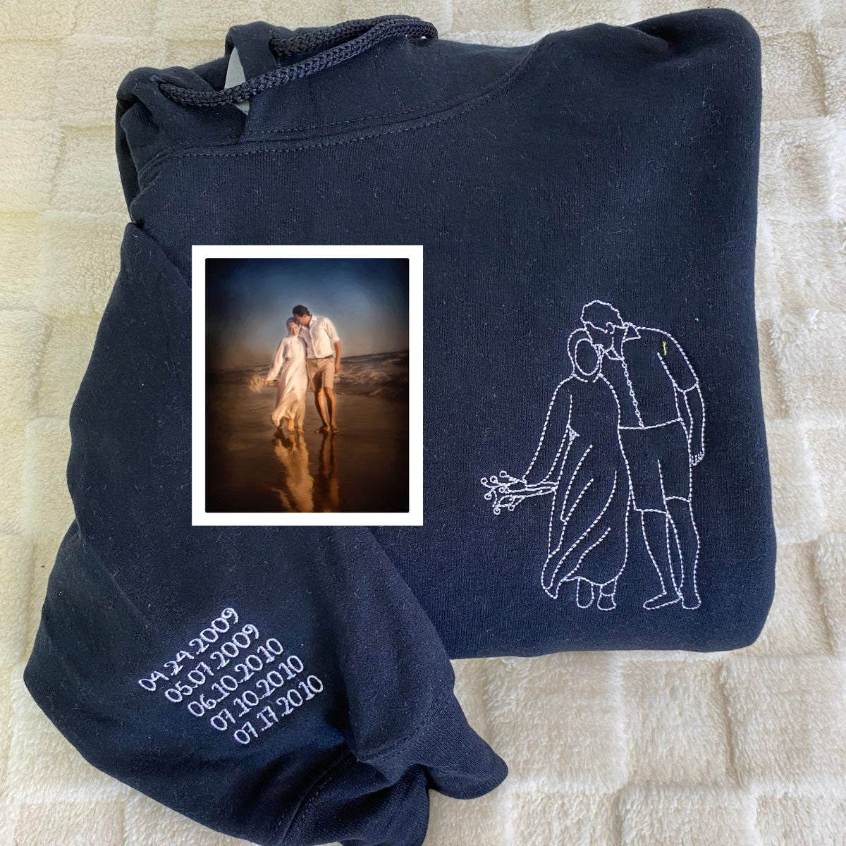 Sweat-shirt personnalisé avec portrait brodé, sweat-shirt pour couple, portrait de couple, sweat-shirt photo personnalisé, cadeau personnalisé pour couple
