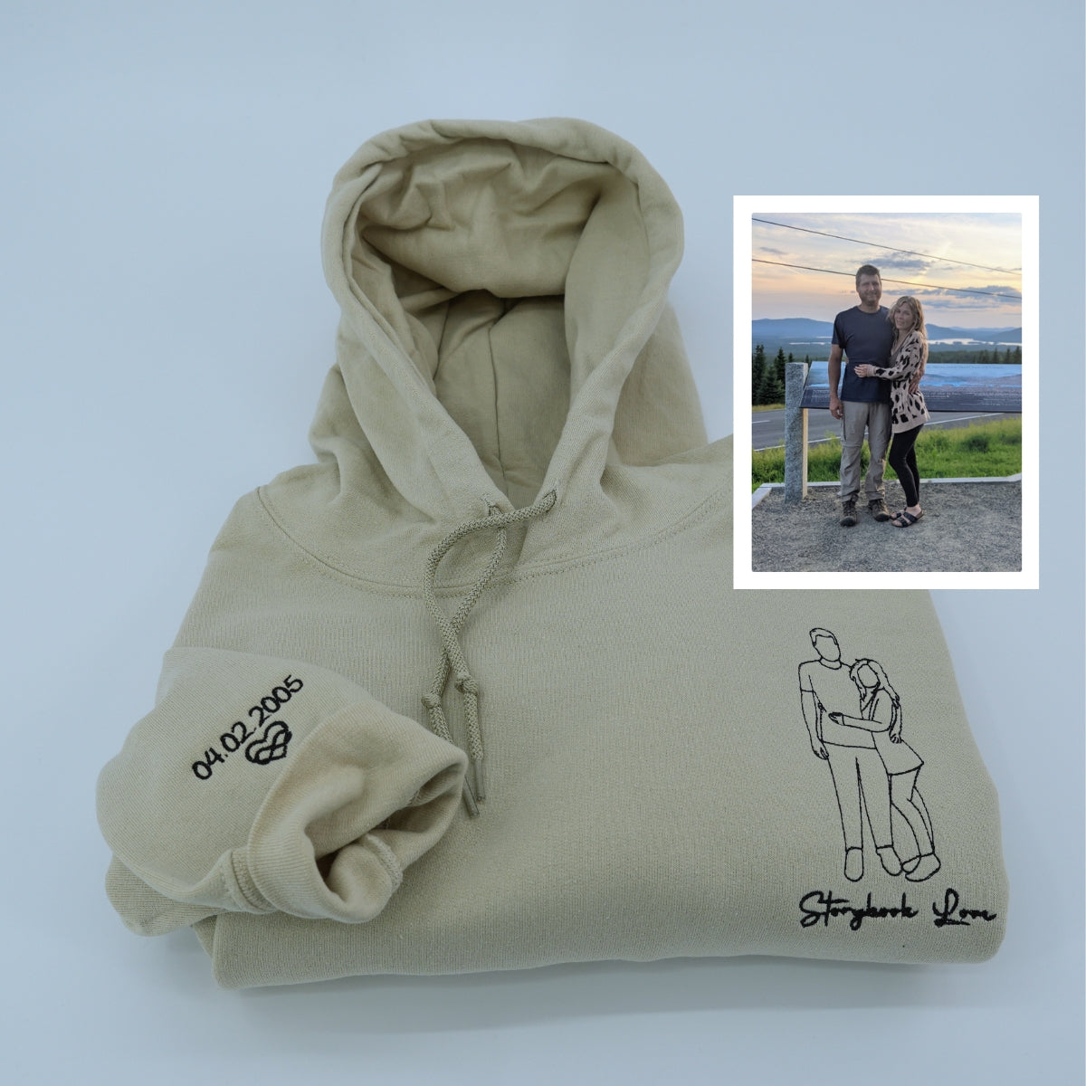 Sweat-shirt personnalisé avec portrait brodé, sweat-shirt pour couple, portrait de couple, sweat-shirt photo personnalisé, cadeau personnalisé pour couple