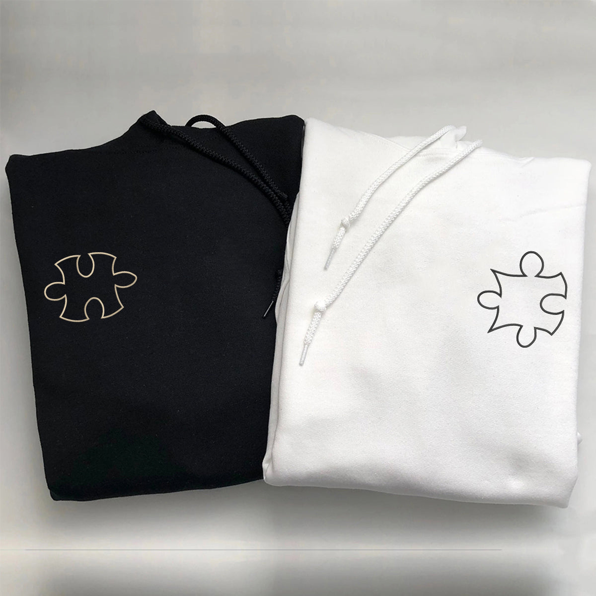 Individuell bestickte Puzzle Love Passende Hoodies für Paare