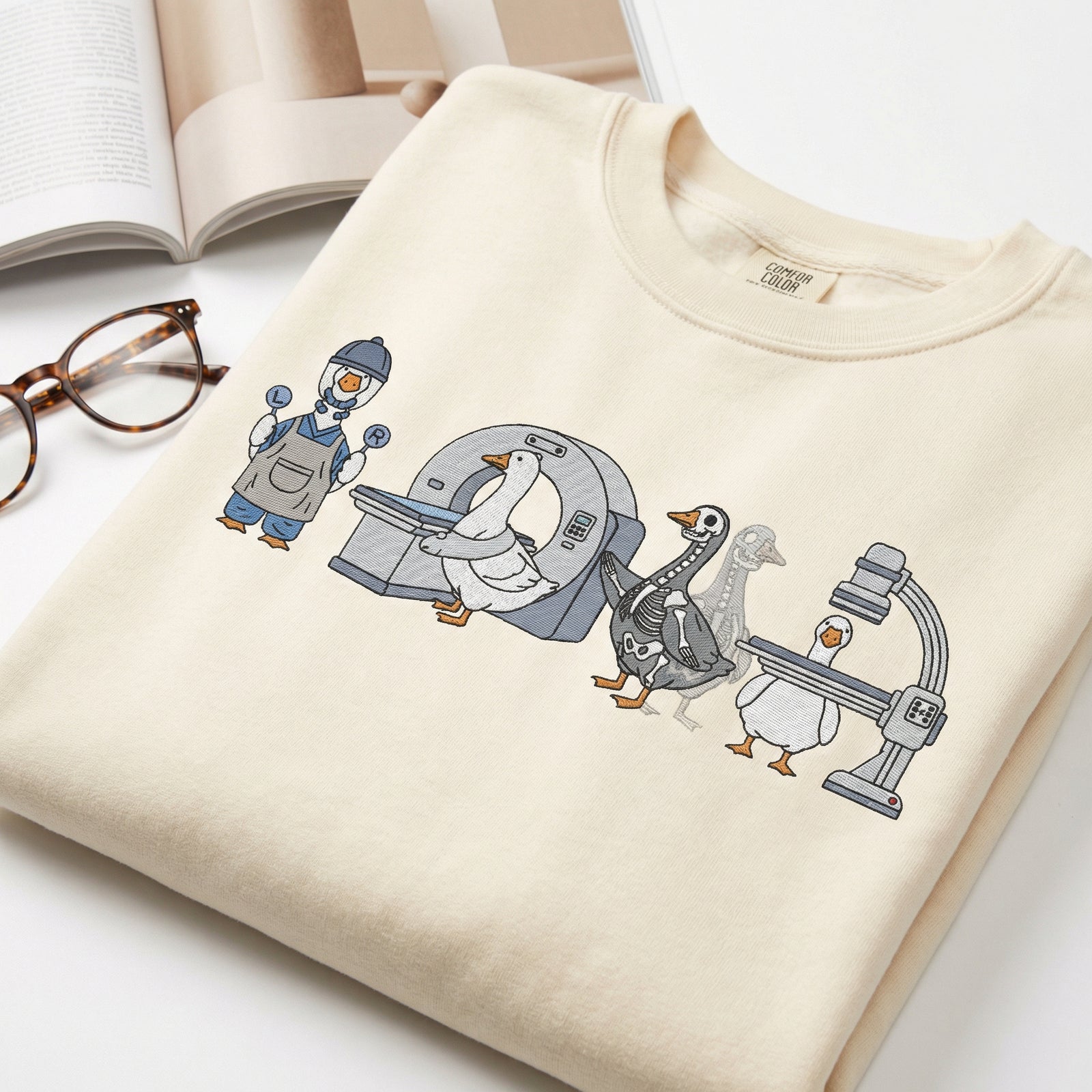 Custom Embroidered Radiologic Technologist Goose T-Shirt - Funny X-Ray Tech CT MRI Comfort Colors Shirt