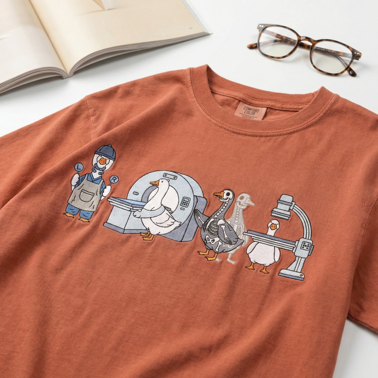 Custom Embroidered Radiologic Technologist Goose T-Shirt - Funny X-Ray Tech CT MRI Comfort Colors Shirt