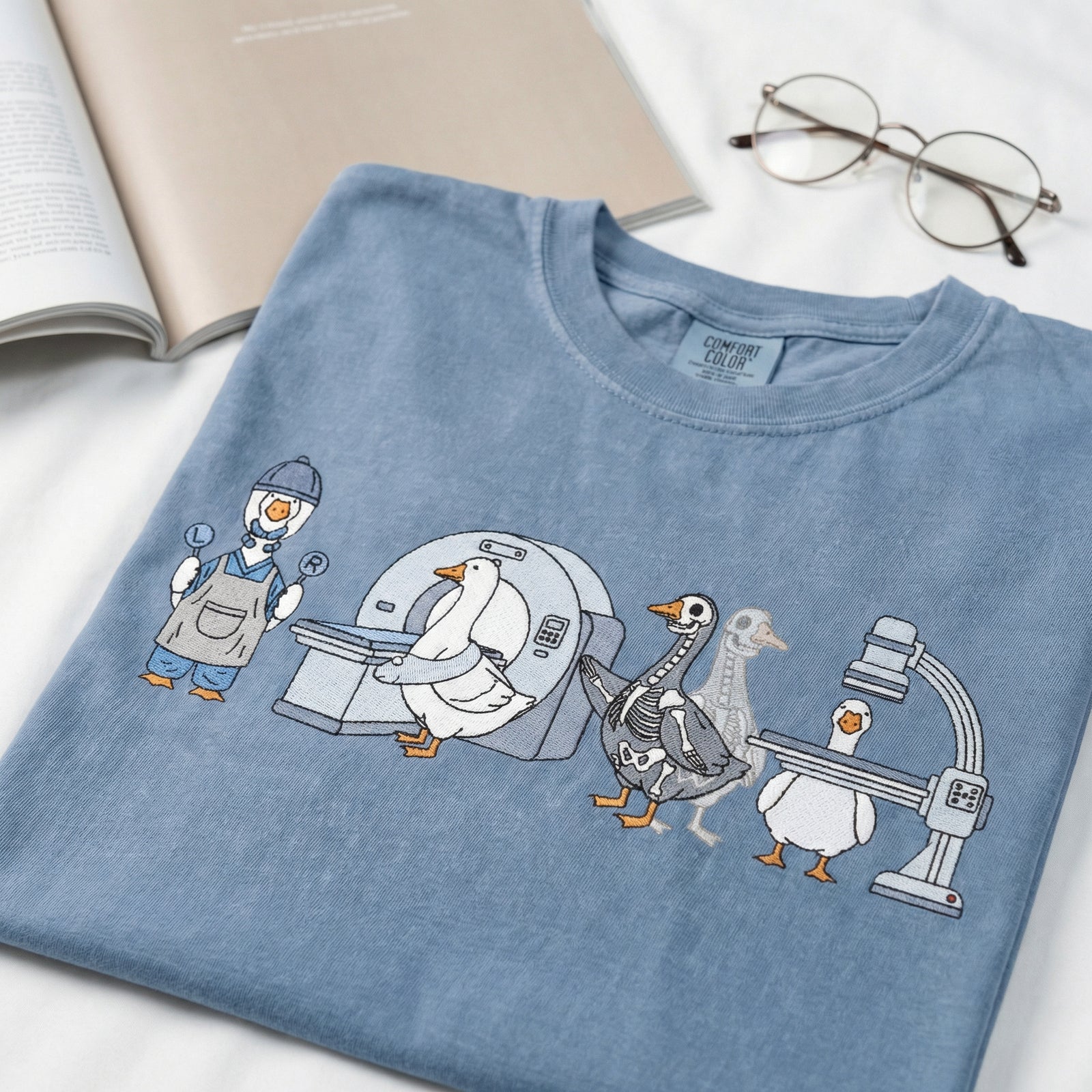 Custom Embroidered Radiologic Technologist Goose T-Shirt - Funny X-Ray Tech CT MRI Comfort Colors Shirt