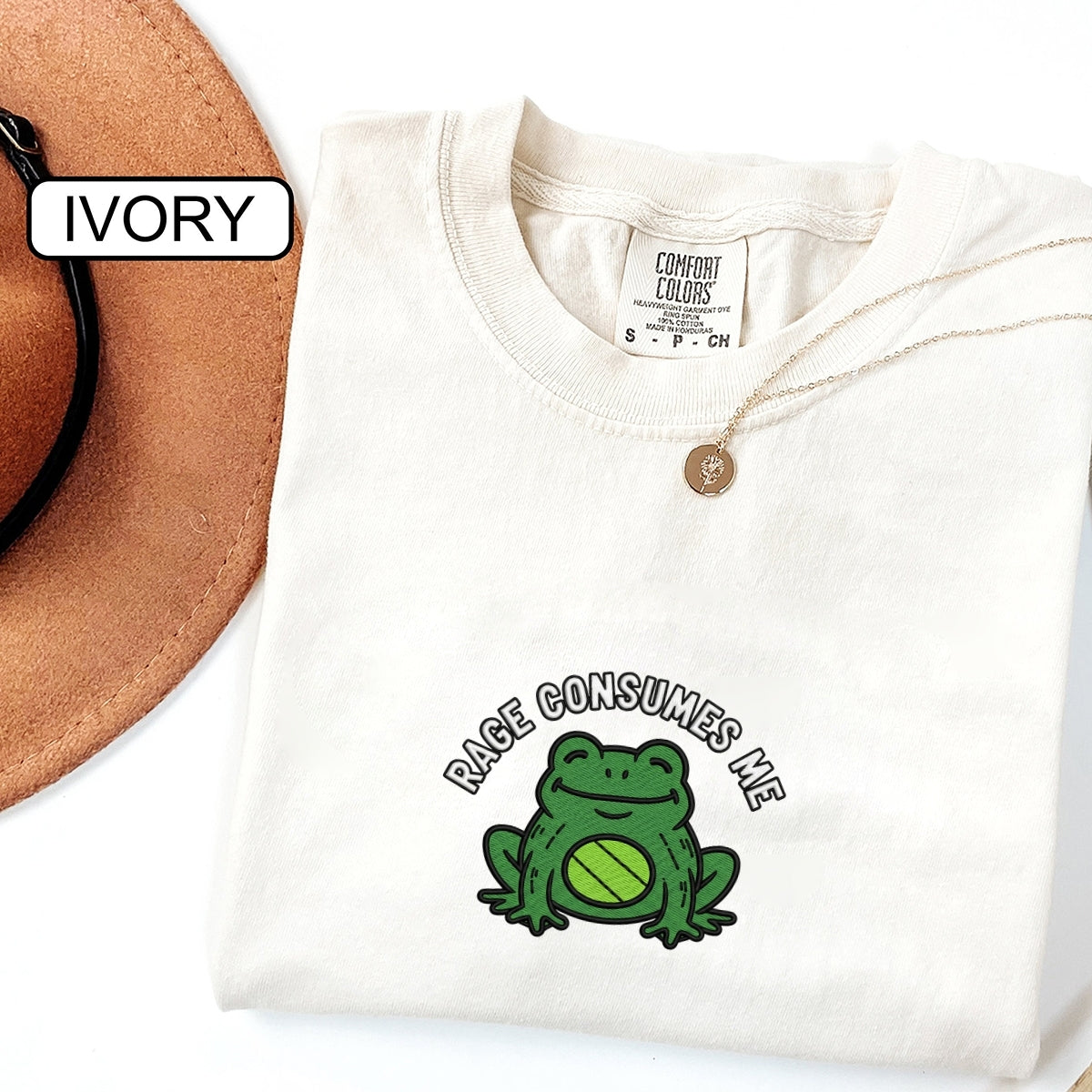 Custom Embroidered Rage Consumes Me Frog T-Shirt | Funny Nature Lover Tee – Trendy Frog Meme Gift