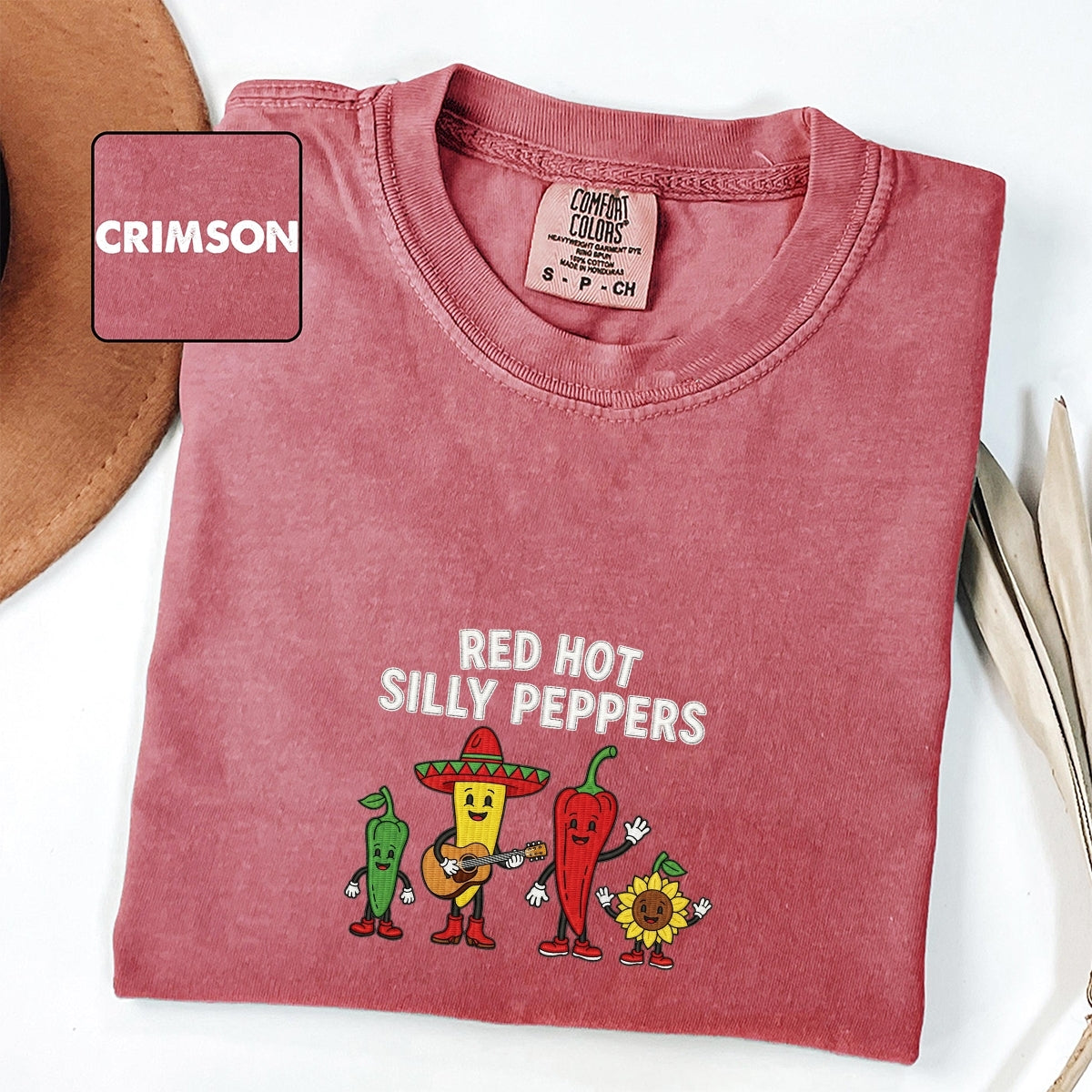 Custom Embroidered Red Hot Silly Peppers T-Shirt | Cute Chili Meme Band Tee – Funny Unisex Shirt Gift
